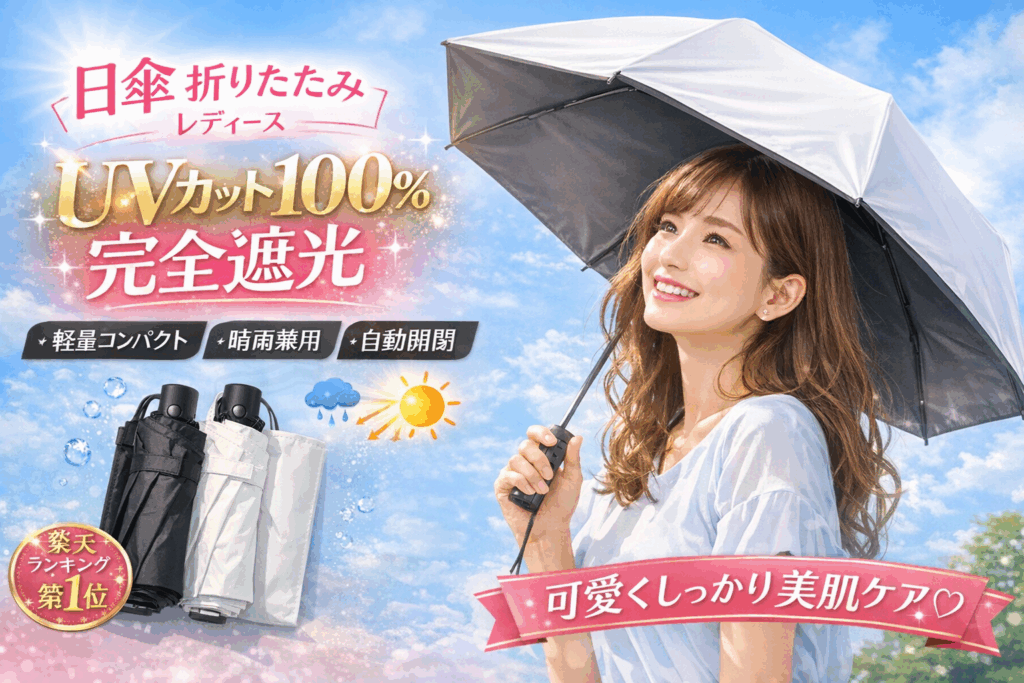 日傘 折りたたみ 完全遮光 UVカット100%|軽量でかわいい晴雨兼用レディース傘【楽天1位】