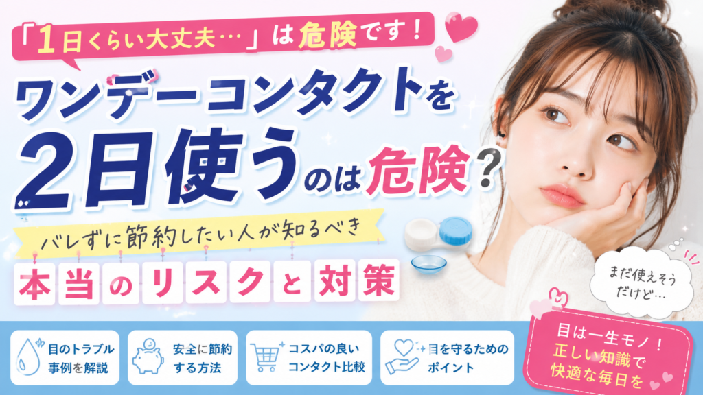 ワンデーコンタクトを2日使うと危険？バレずに節約したい人が知るべき真実