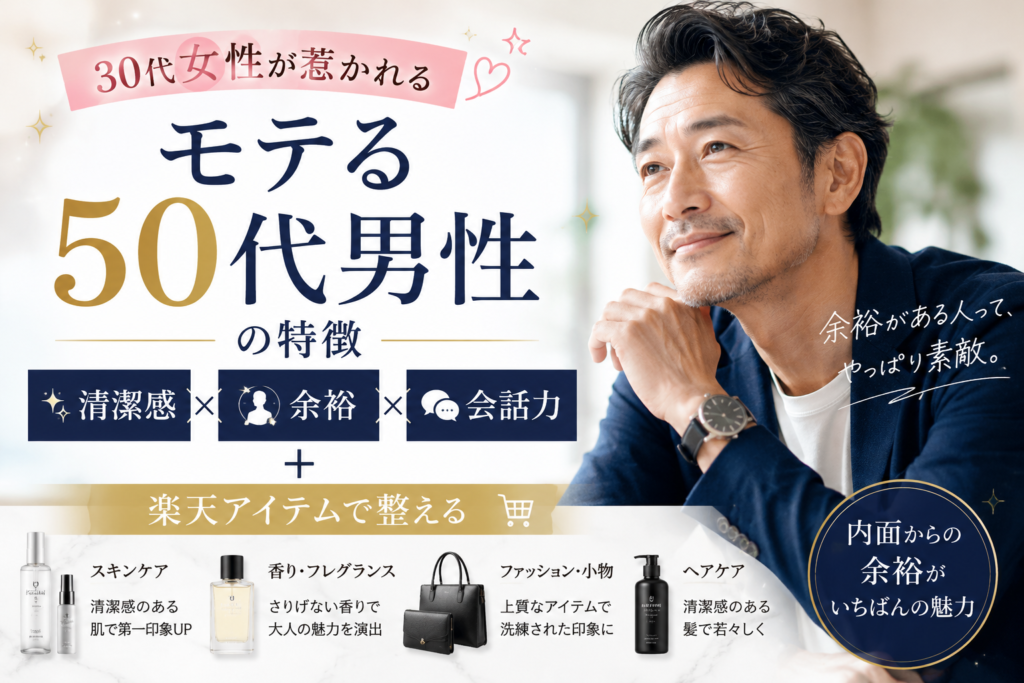 30代女性が惹かれる「モテる50代男性」の特徴|清潔感・余裕・会話力+楽天アイテムで整える